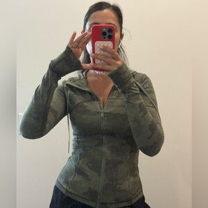 lululemon athletica Green Camo Zip-Up Top